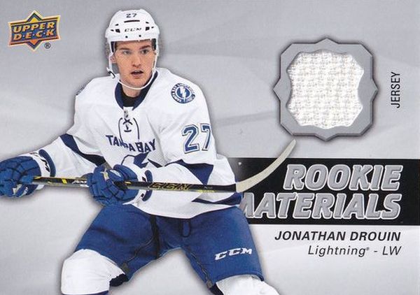 jersey RC karta JONATHAN DROUIN 14-15 UD Ser. 2 Rookie Materials číslo RM2